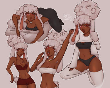 Character Page, 4 Poses, Fully Rendered, Simple Background