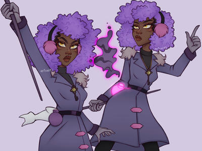 Character Page, 2 Poses, Fully Rendered, Simple Background