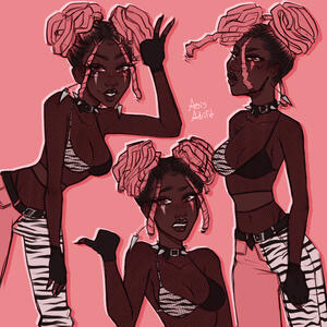 Character Page, 3 Poses, Partially Rendered, Simple Background