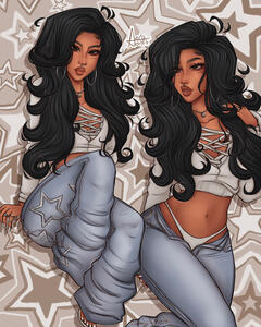 Character Page, 2 Poses, Fully Rendered, Simple Background