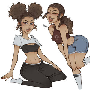 Character Page, 2 Poses, Fully Rendered, Simple Background