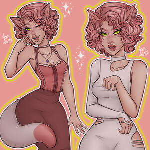 Character Page, 2 Poses, Fully Rendered, Simple Background