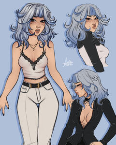 Character Page, 3 Poses, Partially Rendered, Simple Background