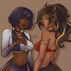 2 Characters, Fully Rendered, Simple Background