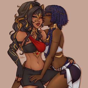 2 Characters, Fully Rendered, Simple Background