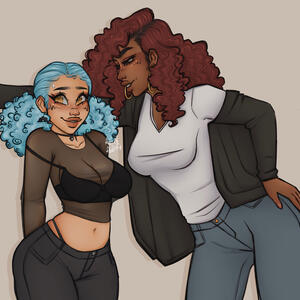 2 Characters, Fully-Rendered, Simple Background