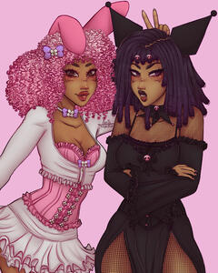 2 Characters, Fully Rendered, Simple Background